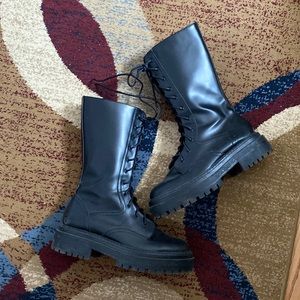 Mid Calf Combat Boots